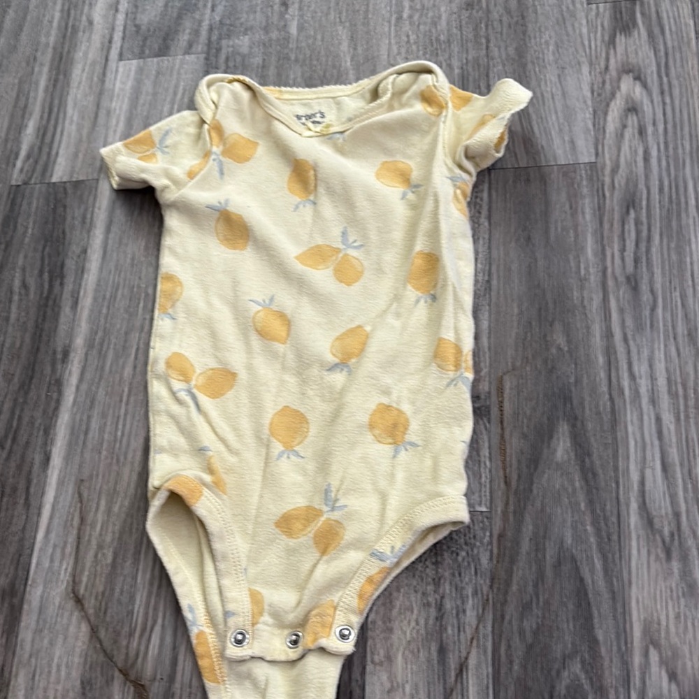 Carter's Yellow Citrus Print Bodysuit with Ruffle Sleeves